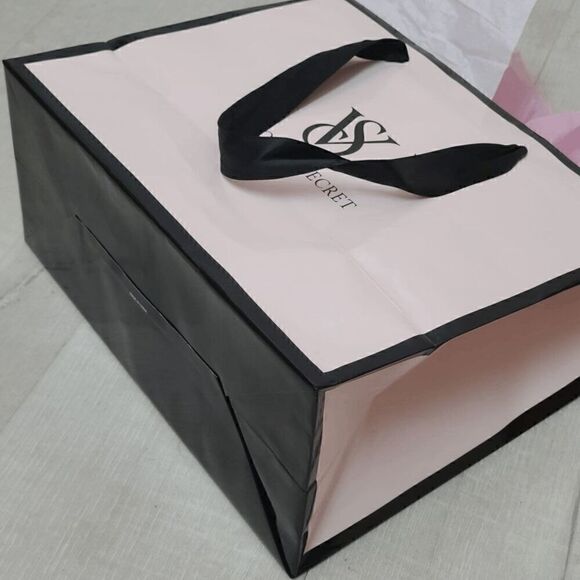 💗 VICTORIA'S SECRET Empty Paper Pink Shopping Gift Bag Cloth Handles w/Tissues - Picture 4 of 9